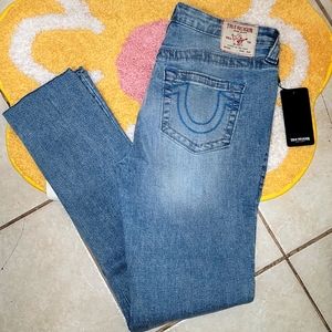 True Religion stella mid rise skinny Sandblasted jeans Logo New Y2k
